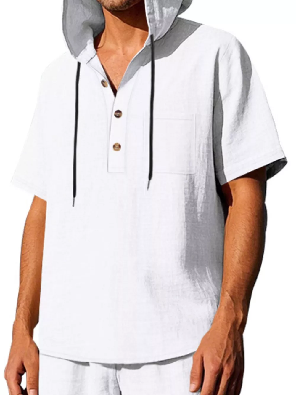 Men's Full Size Casual Short Sleeve Hooded Shirt Plus Size, image 16