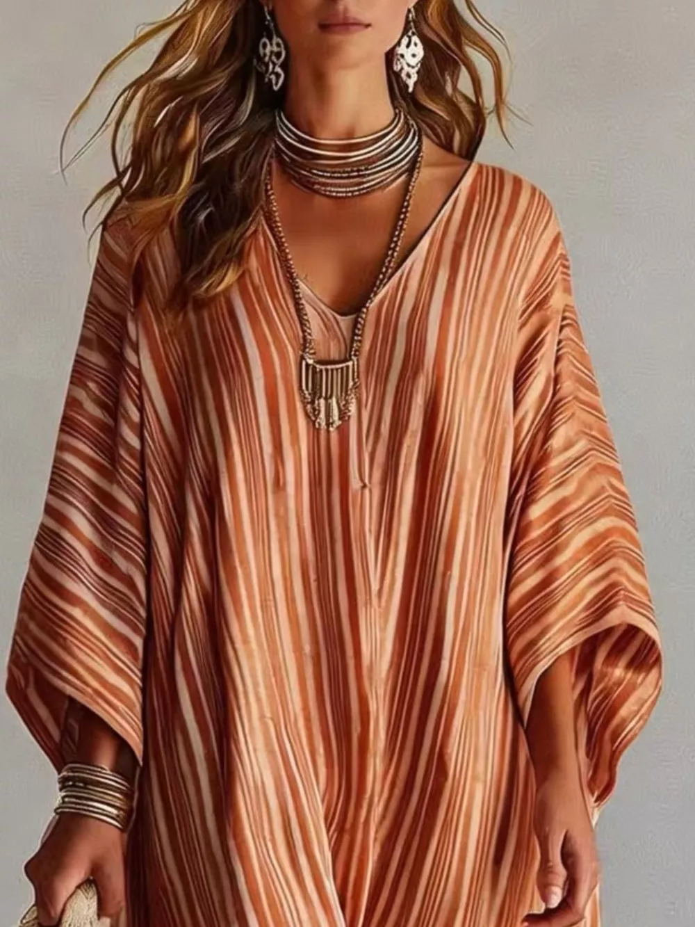Striped V-Neck Maxi Dress, image 5