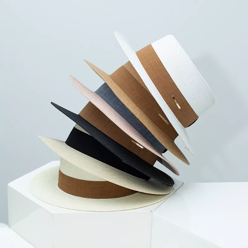 Straw Boater Hat with Ribbon, image 2