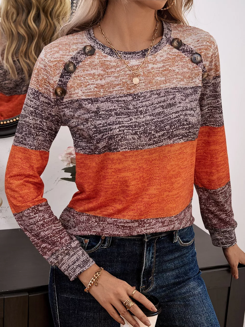 Color Block Long Sleeve T-Shirt, image 3