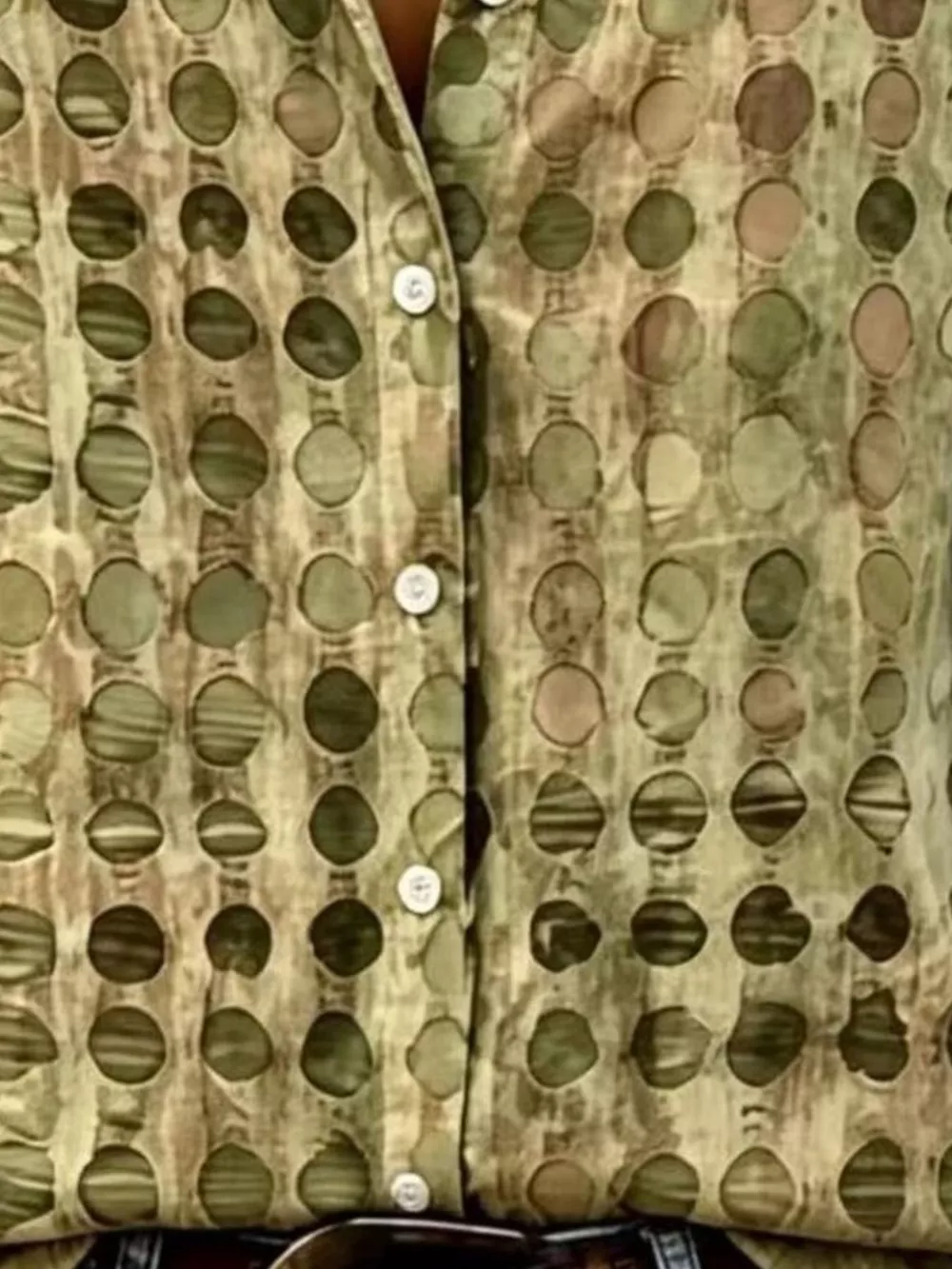 Full Size Circle Pattern Long Sleeve Shirt Plus Size, image 6