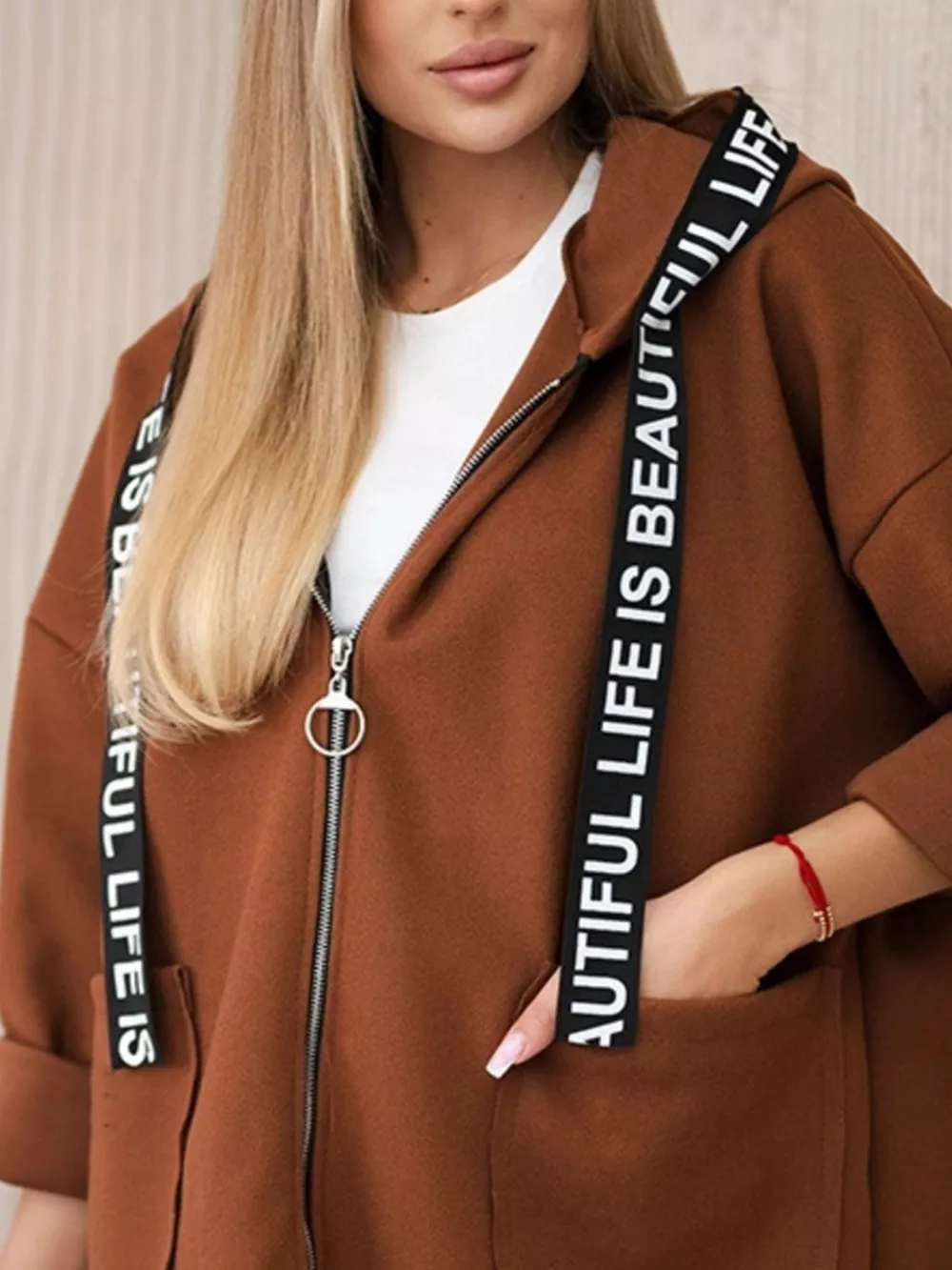 Full Size Hooded Zip-Up Longline Outerwear Plus Size, image 15
