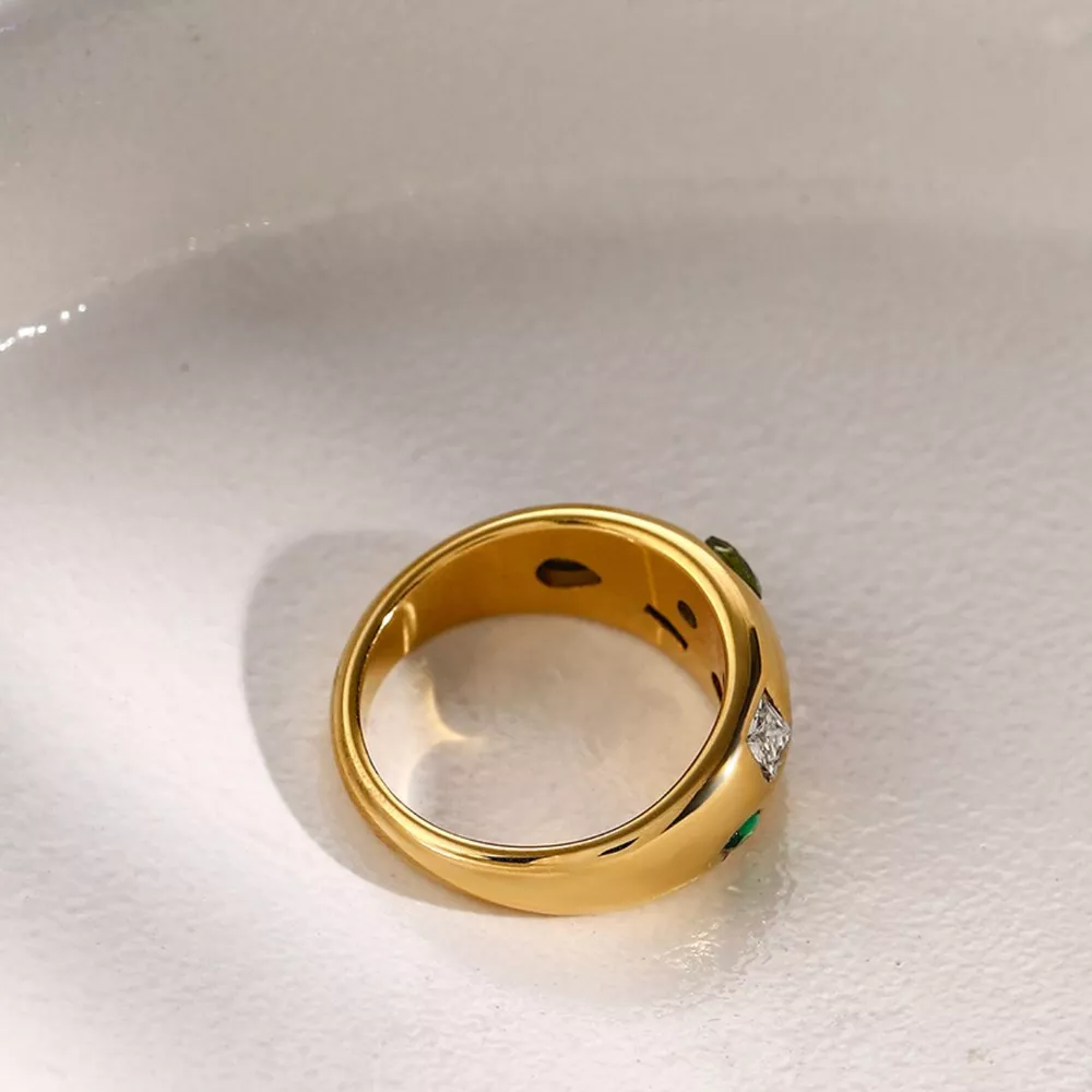 18K Gold-Plated Colorful Zircon Ring, image 7