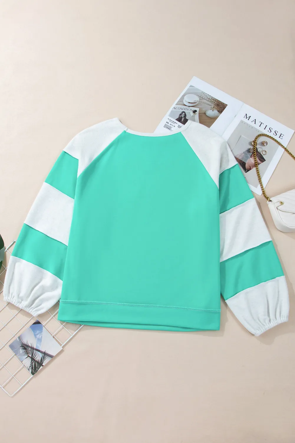 Plus Size Exposed Seam Color Block Long Sleeve Sweatshirt, image 9