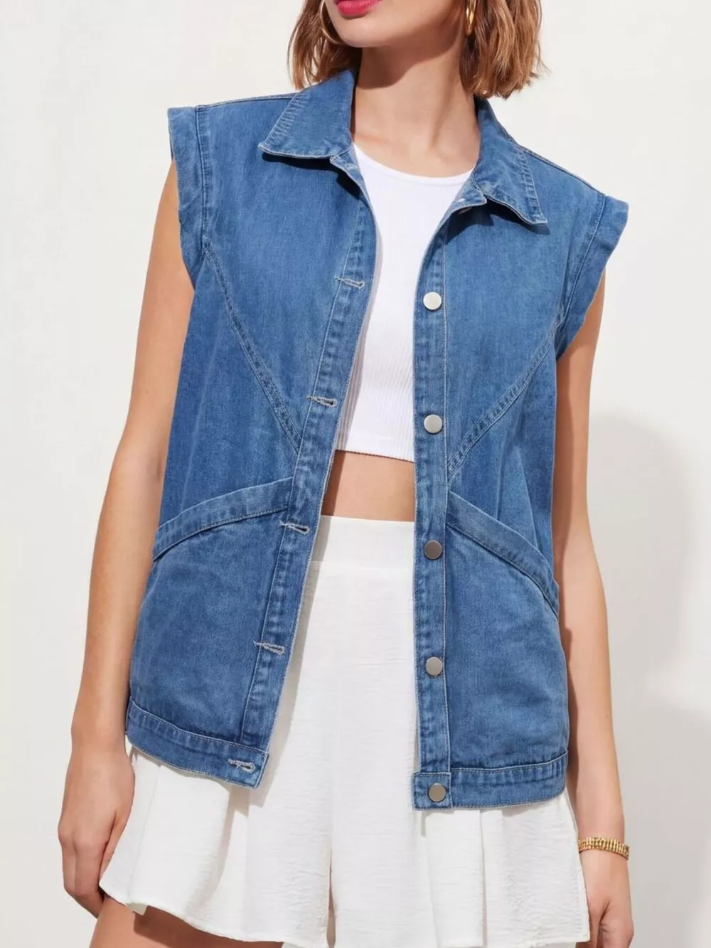 Button-Down Denim Vest, image 3