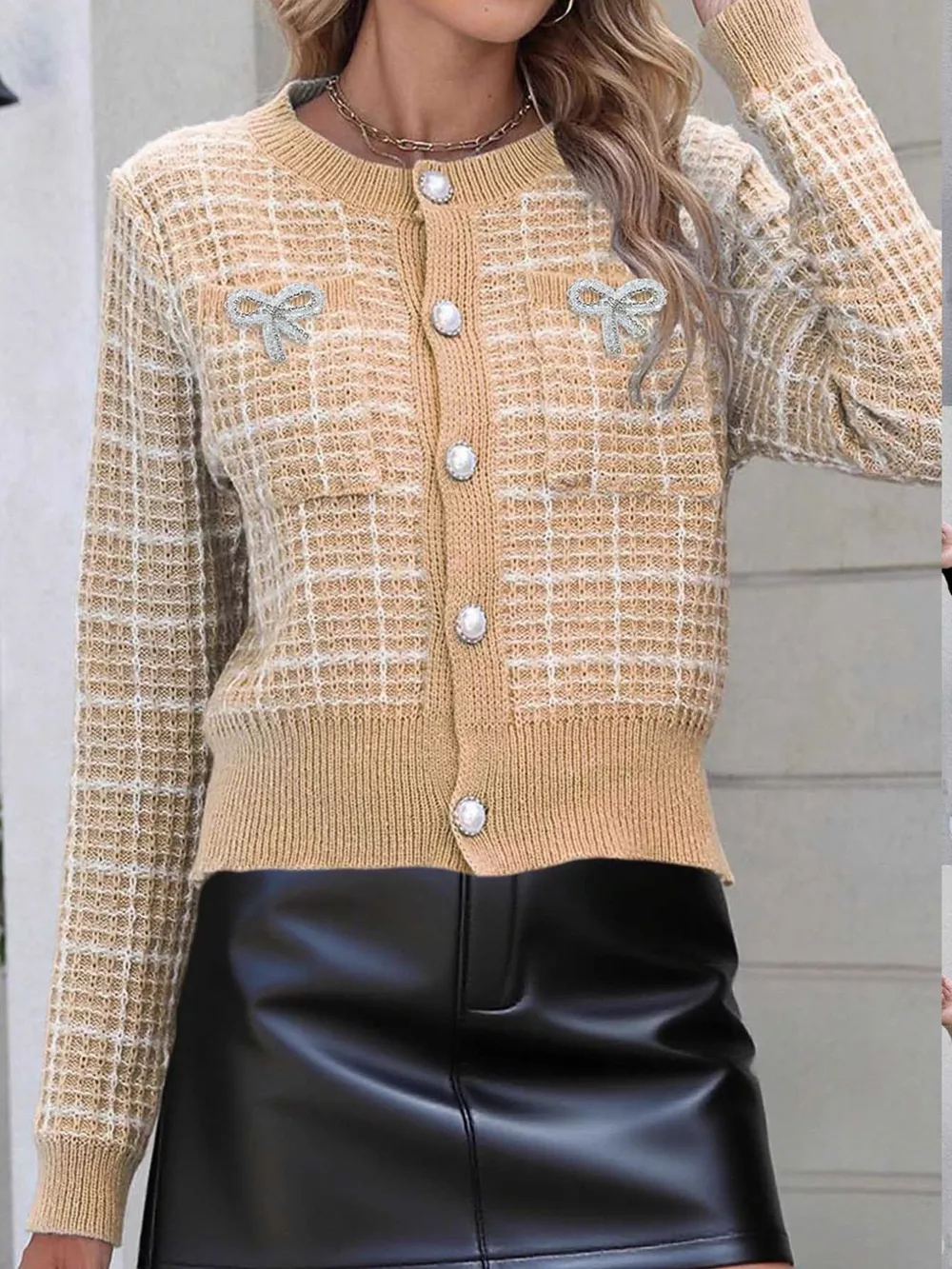 Bow Decor Button Up Cardigan, image 13