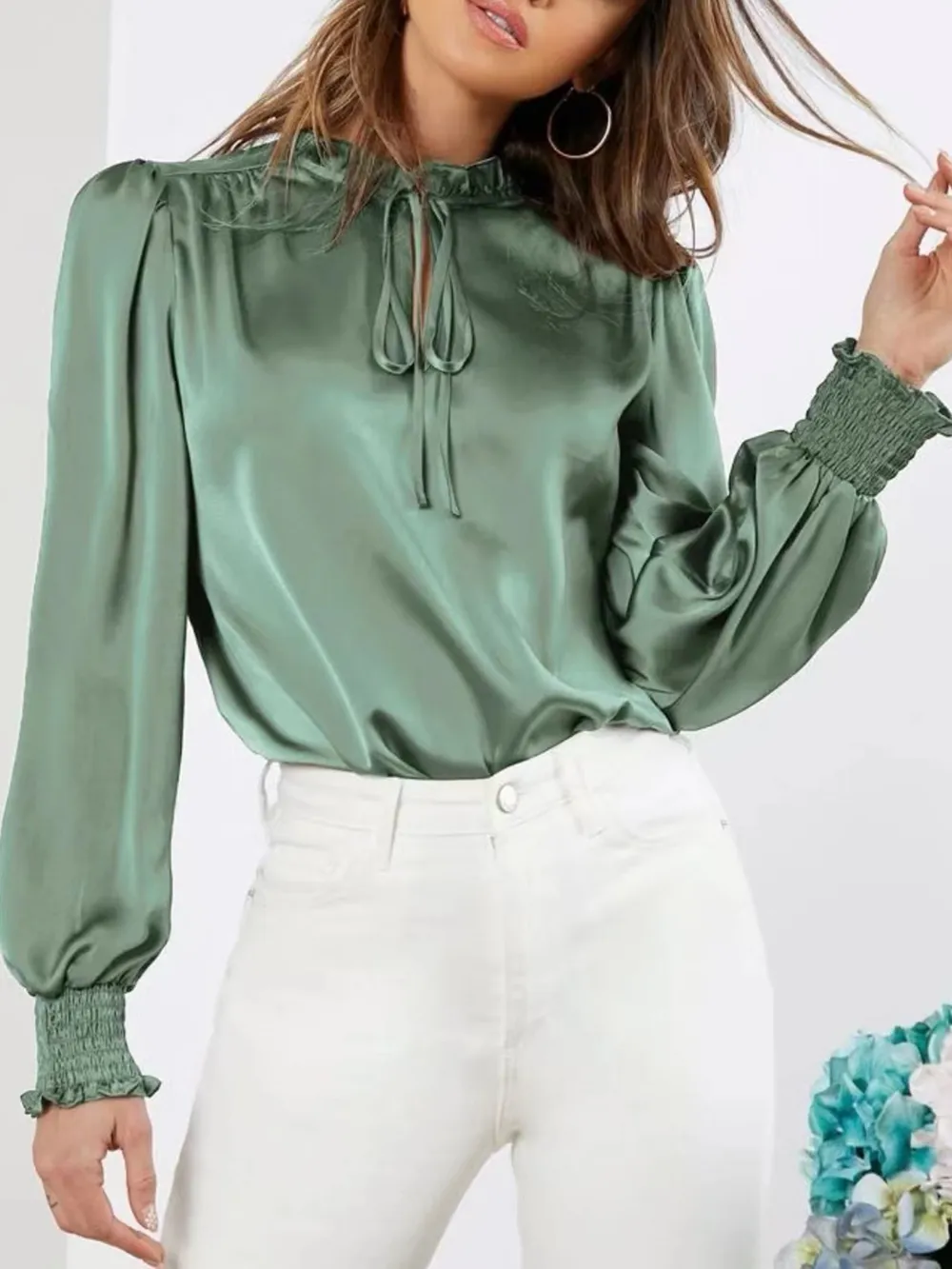 Frill Tied Lantern Sleeve Blouse, image 12
