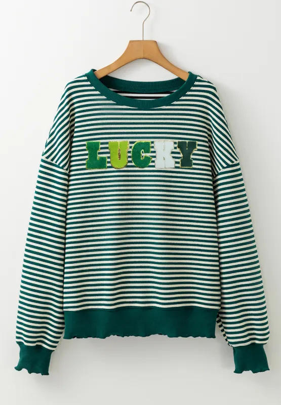LUCKY Striped Round Neck Long Sleeve Sweatshirt, image 5