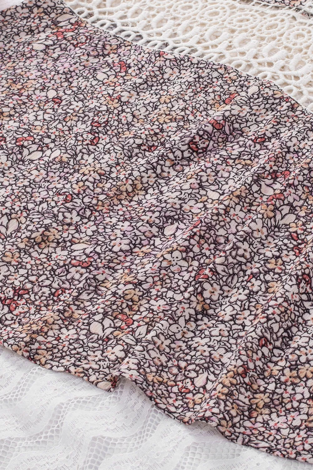 Floral Print Crochet Trim Cami with Spaghetti Straps, image 10