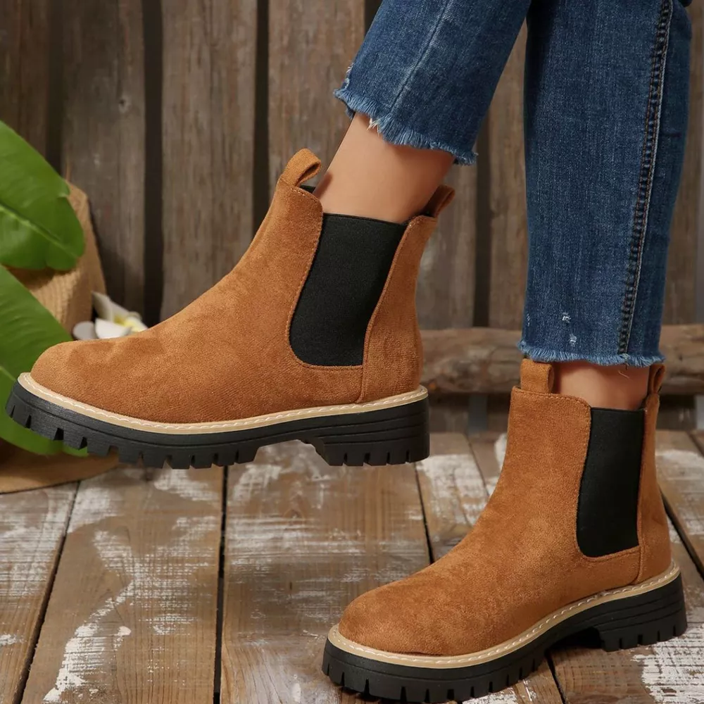 Round Toe Block Heels Boots, image 32