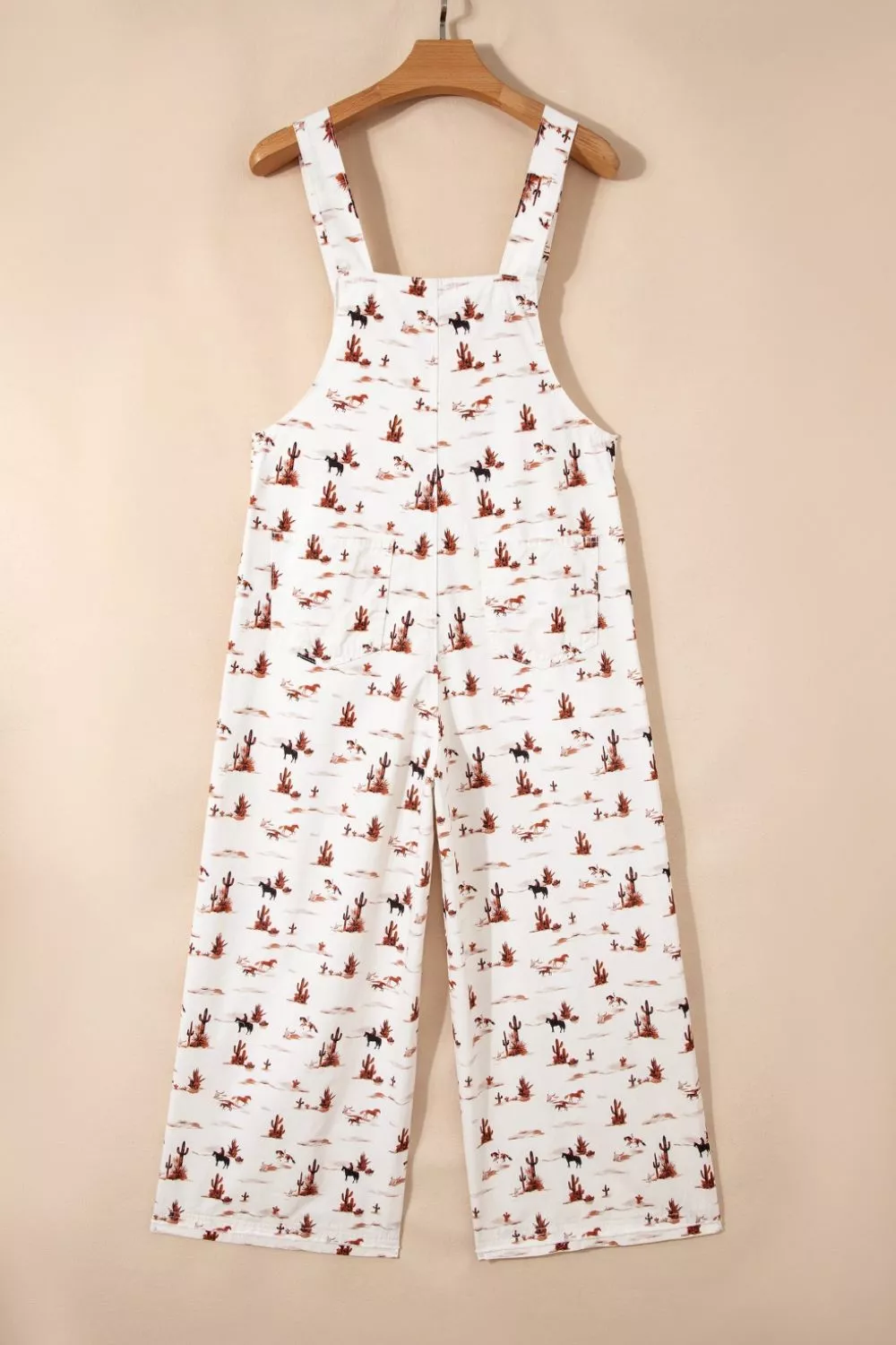 Western Printed Button Adjustable Straps Loose Jumpsuit, image 8