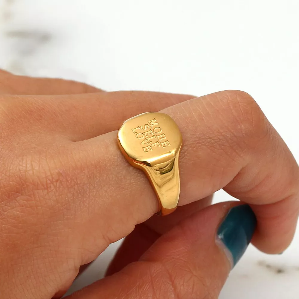 18K Gold-Plated Letter Signet Ring