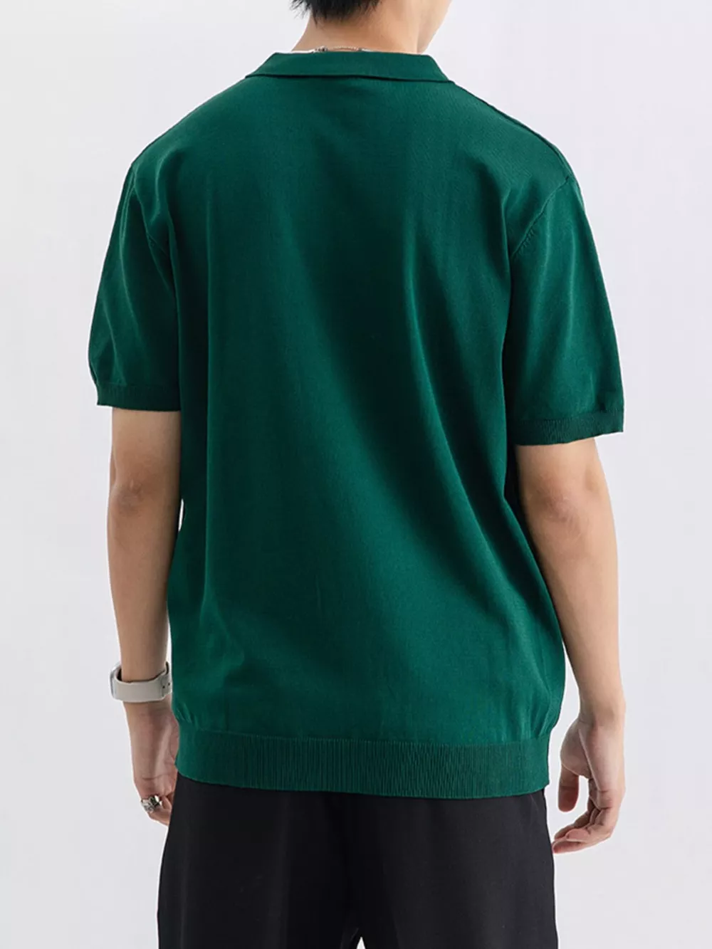 Men's Plus Size Textured Knit Short Sleeve Polo, image 8