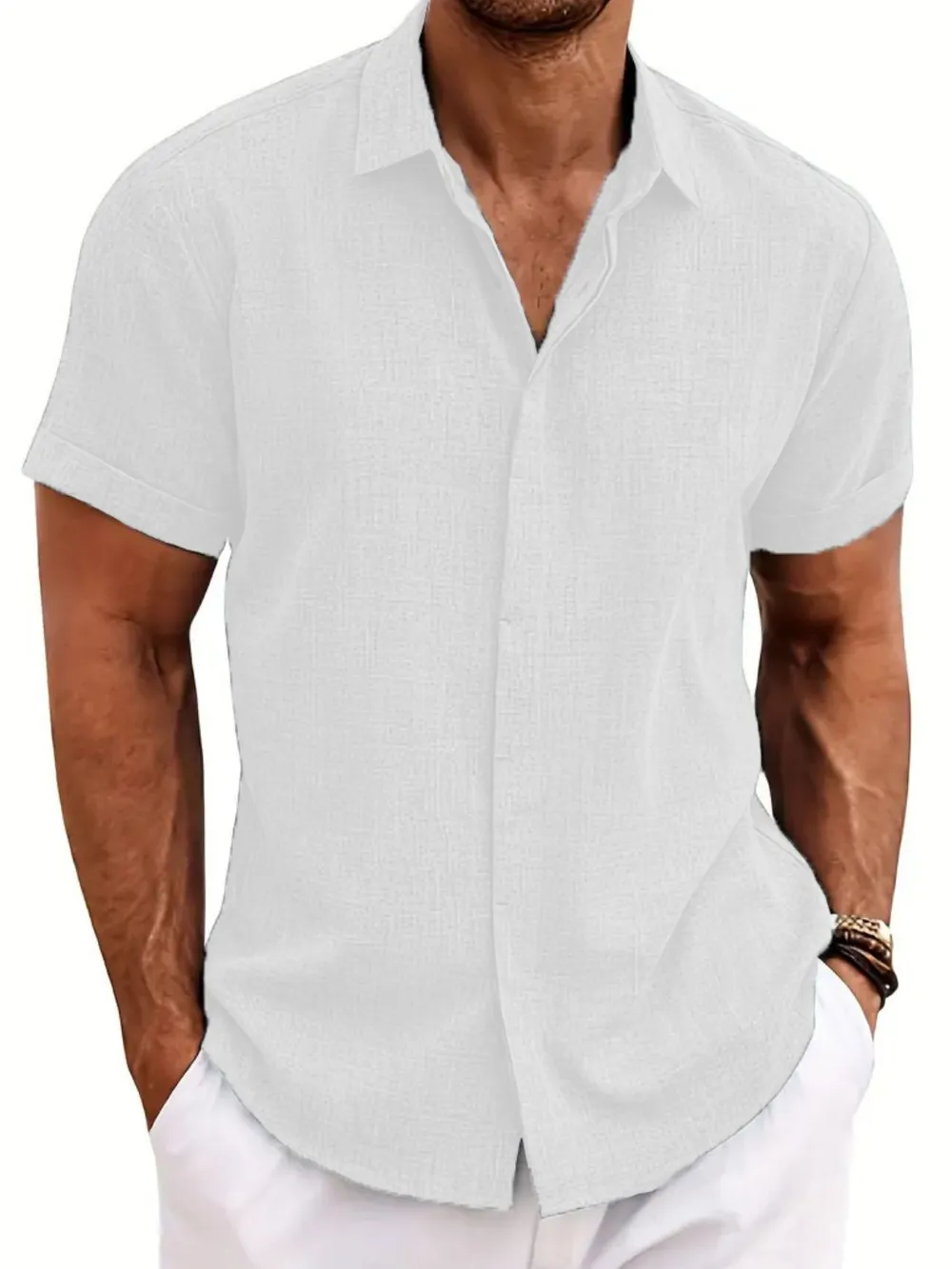 Men's Full Size Collared Neck Short Sleeve Shirt Plus Size, image 9