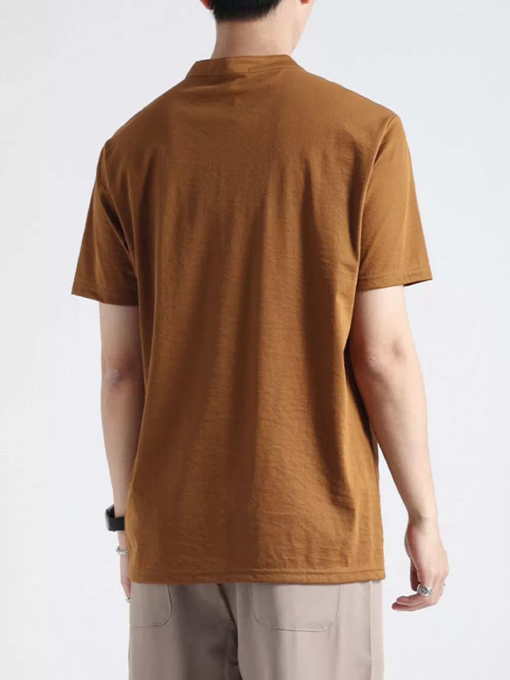 Men's Plus Size Button Detail Short Sleeve Top, image 3