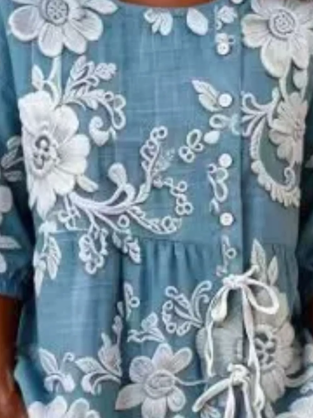 Full Size Embroidered Floral Tie Front Shirt Plus Size, image 17