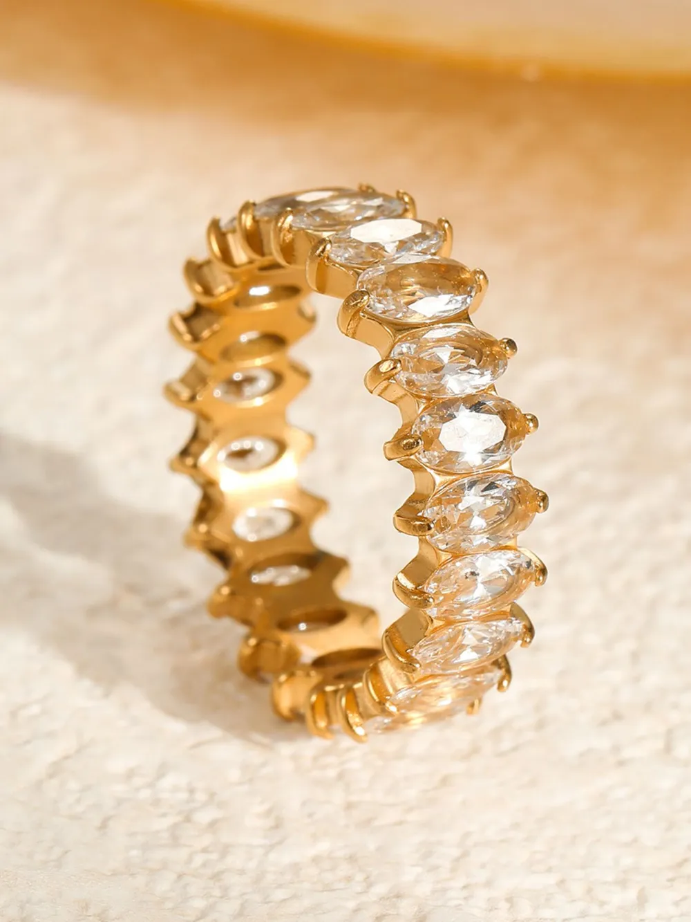 18K Gold-Plated Stainless Steel Zircon Ring, image 3