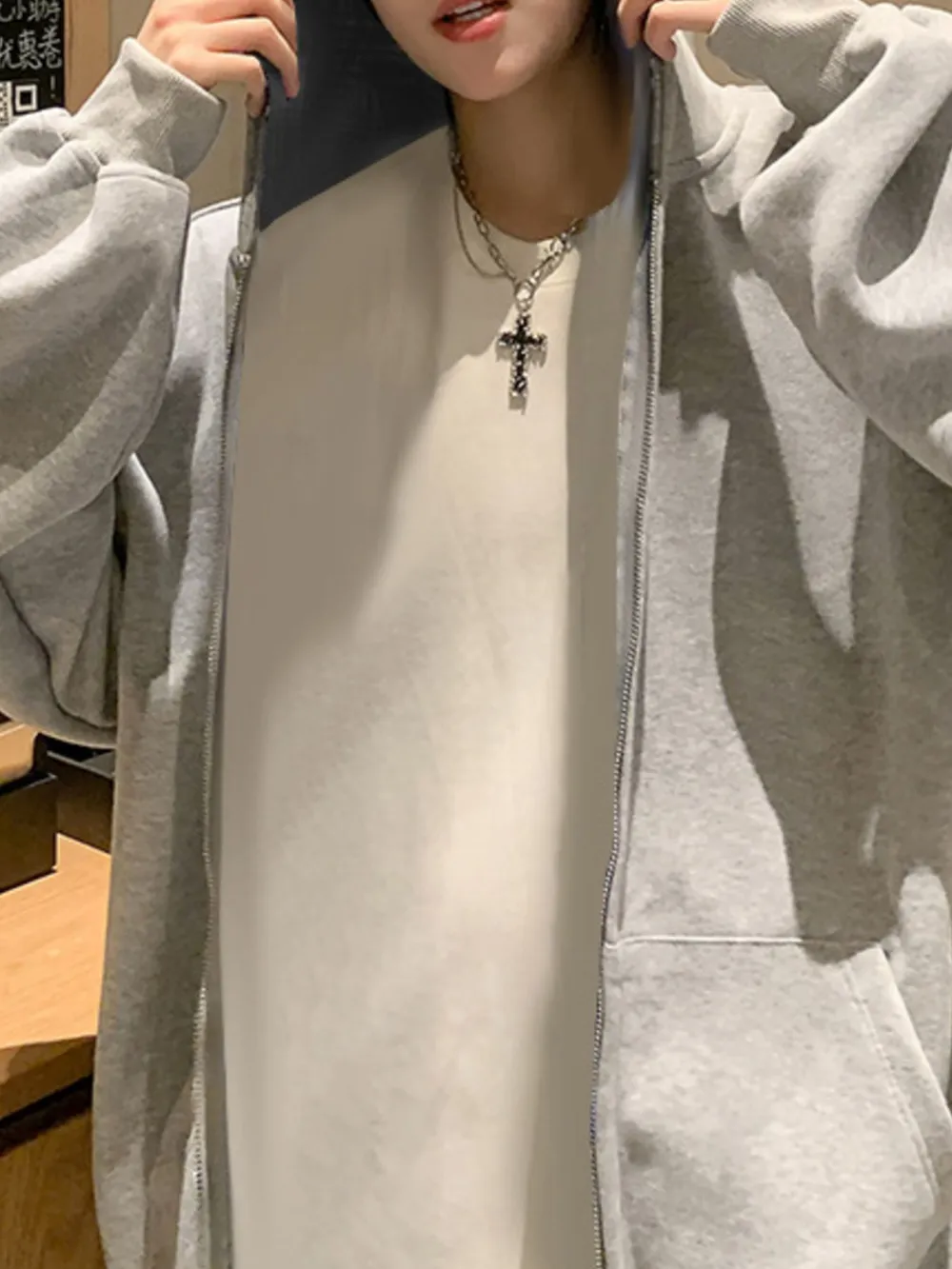 Men's Plus Size Zip Up Oversized Hoodie, image 6