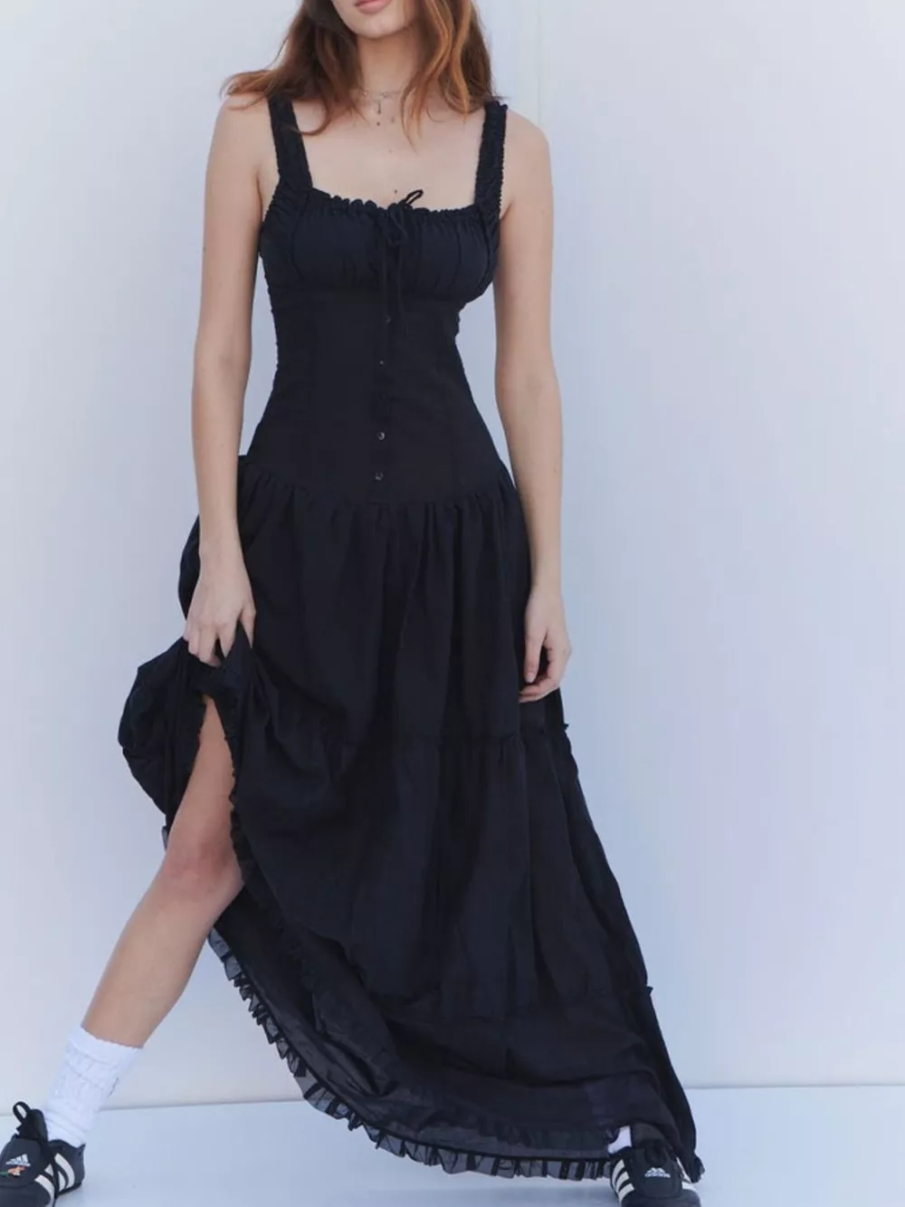 Ruffled Square Neck Tiered Maxi Dress, image 24