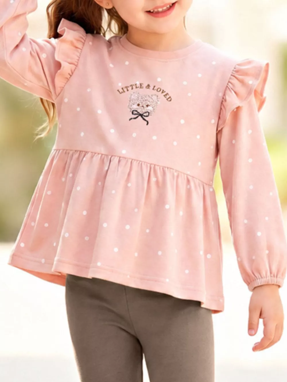 Children's Ruffled Peplum Top and Leggings Set, image 2