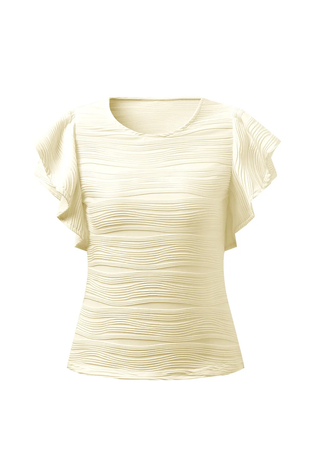 Textured Round Neck Cap Sleeve Top, image 30