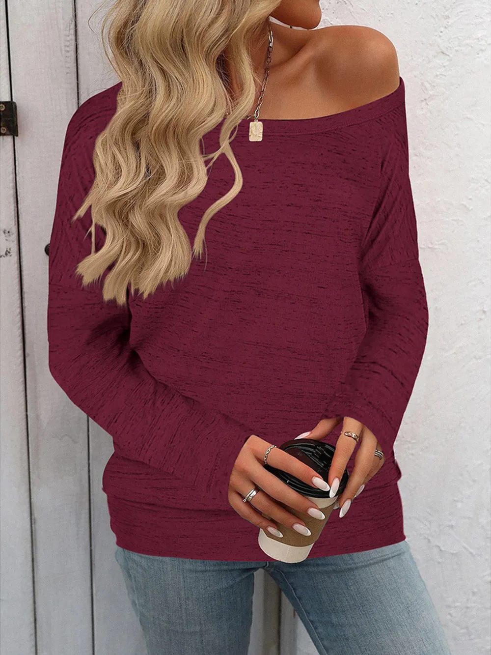 Full Size Heathered Long Sleeve Top, image 7