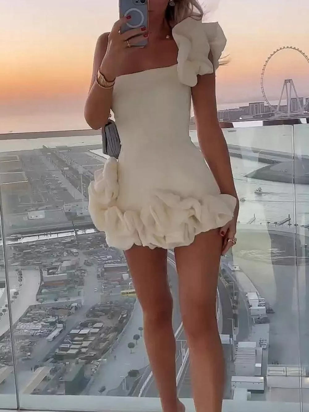 One-Shoulder Ruffle Mini Dress, image 4