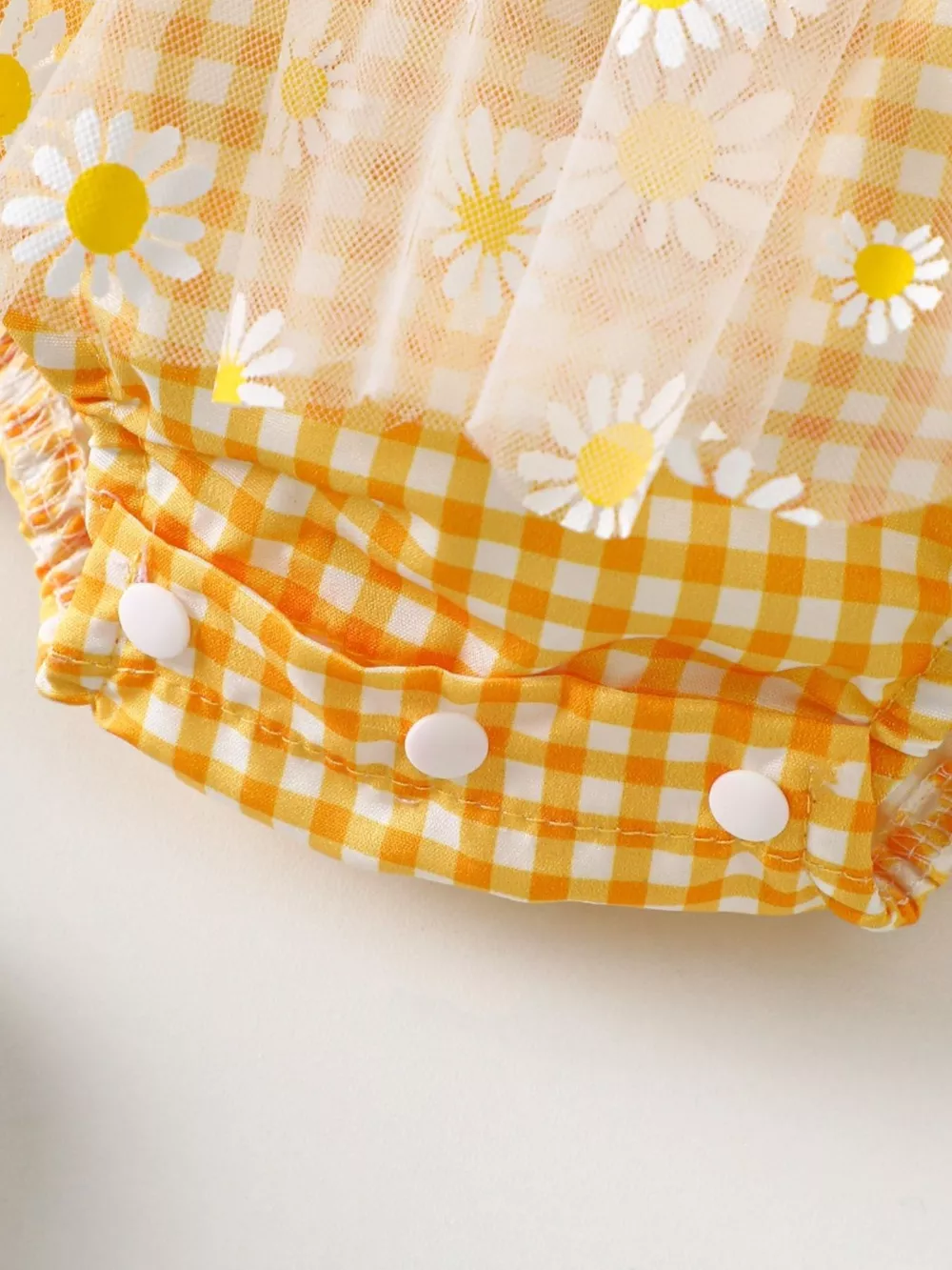 Children's Daisy Gingham Ruffle One-Piece with Headband, image 4
