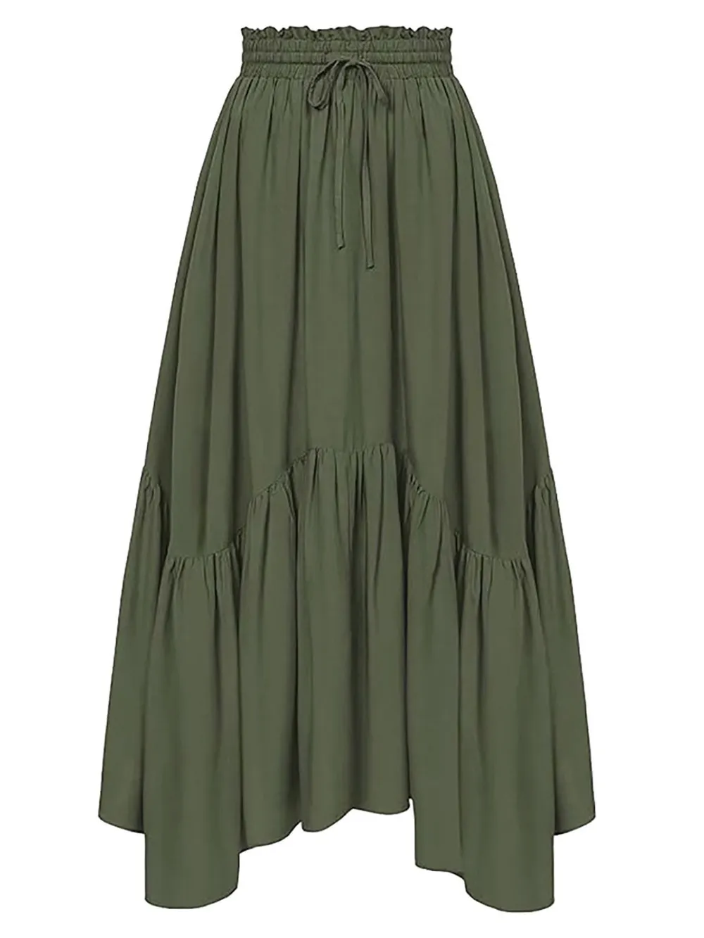 Smocked Waist Band Ruched Layered Skirt, image 8