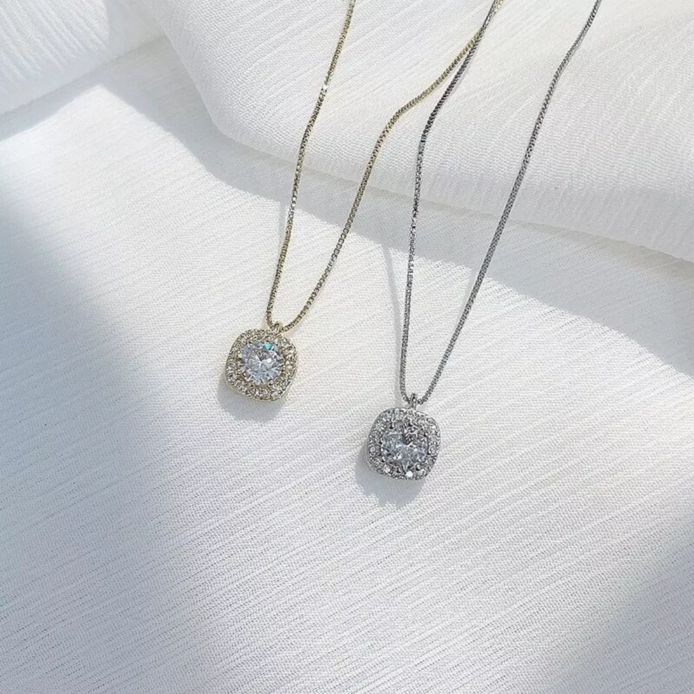 925 Sterling Silver Zircon Pendant Necklace, image 2