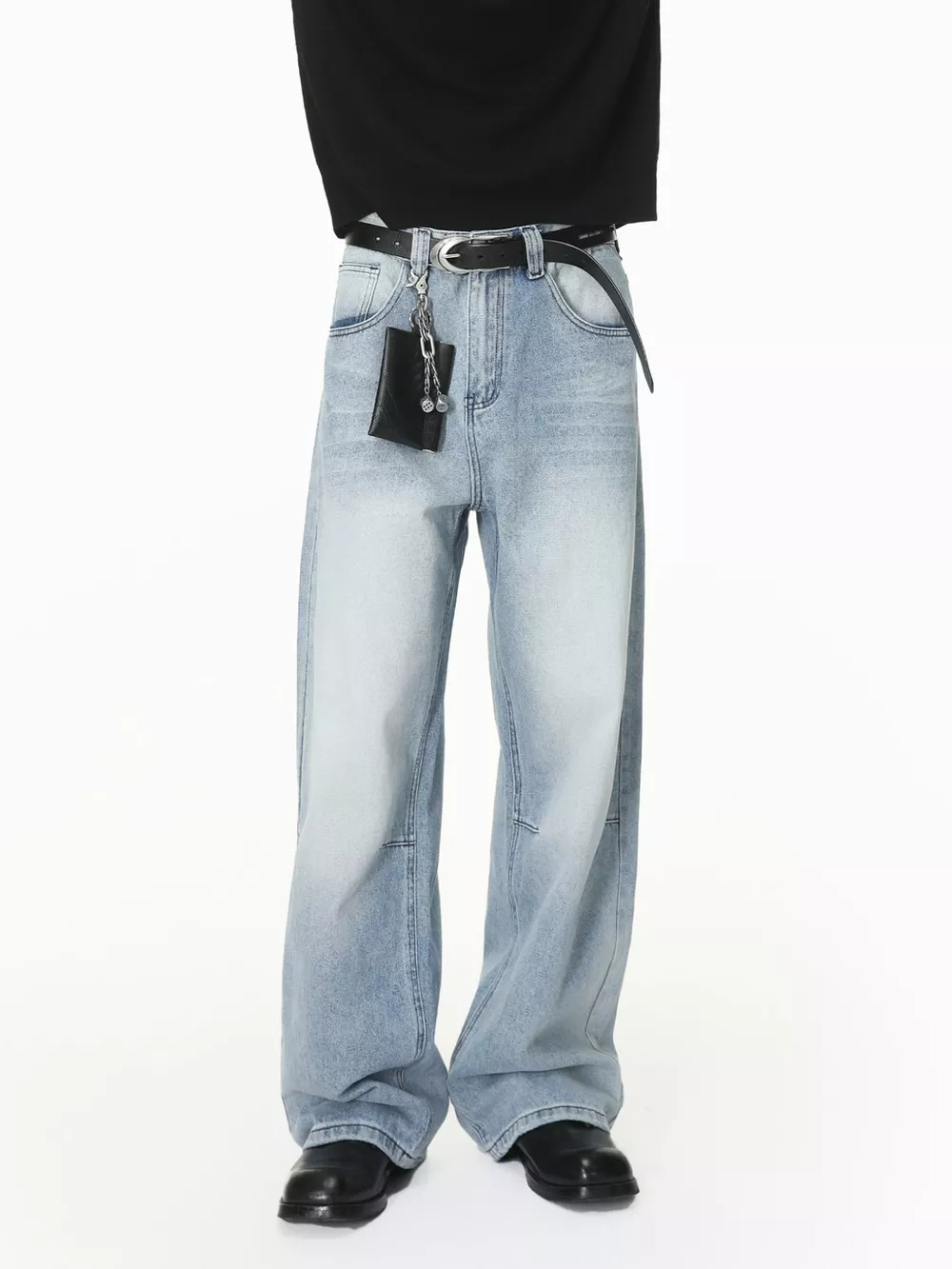 Men's Washed Wide-Leg Jeans