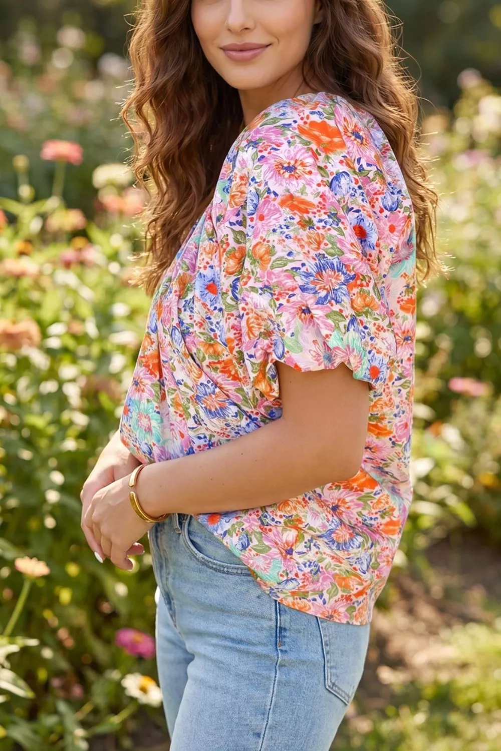 Floral Print Puff Sleeve Blouse, image 3