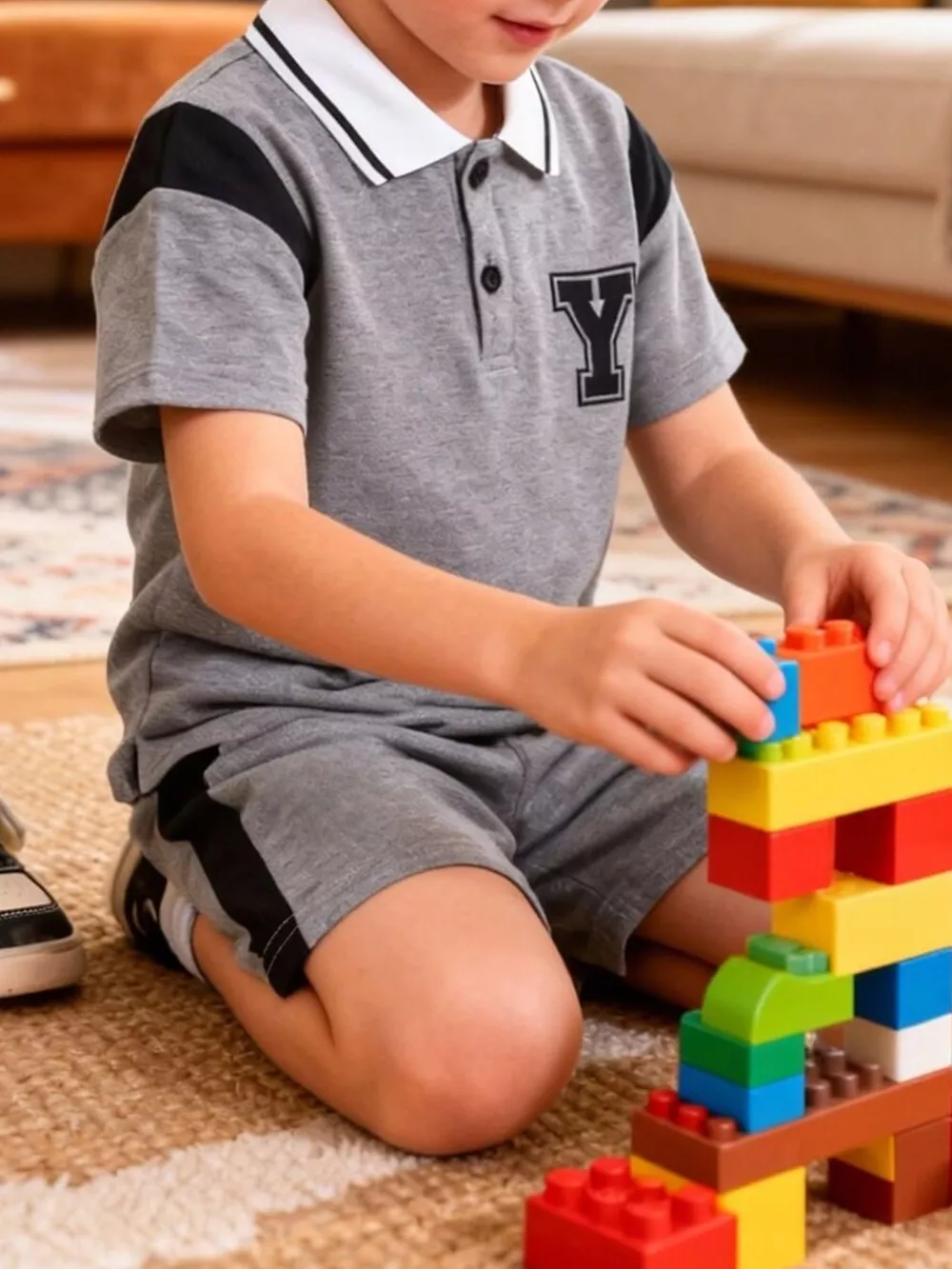 Children's Casual Short Sleeve Polo & Shorts Set