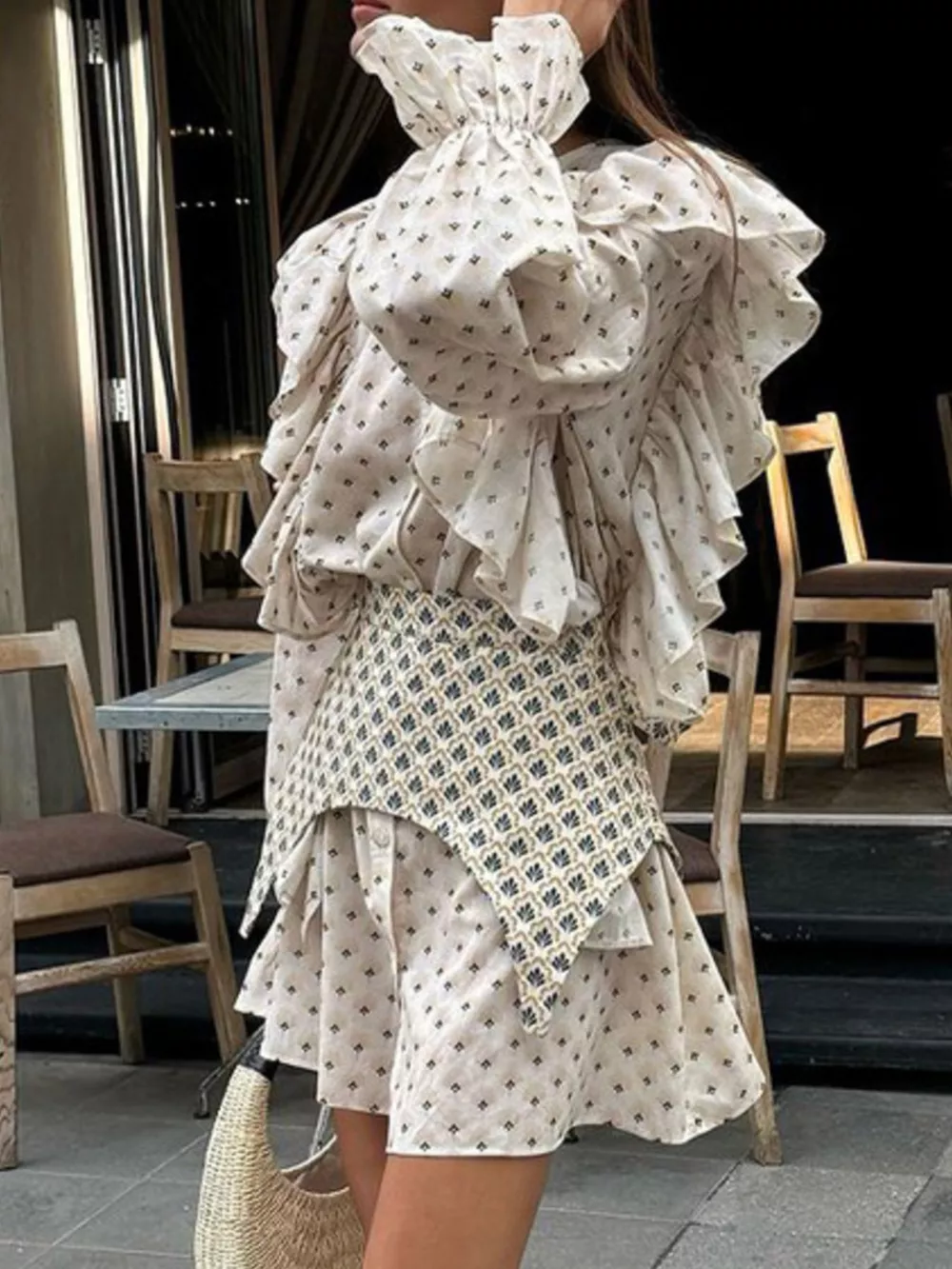 Ruffled Floral Print Mini Dress, image 5