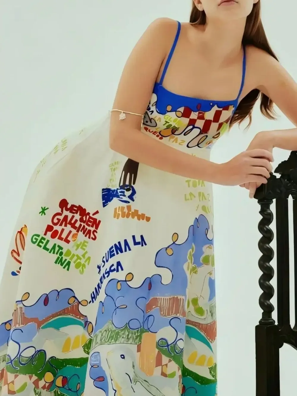 Printed Square Neck Cami Dress, image 2