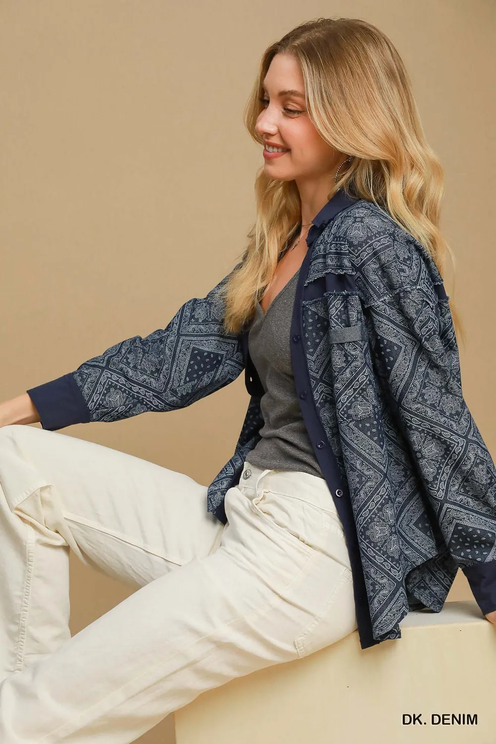 Paisley Print Denim Shirt Jacket, image 5