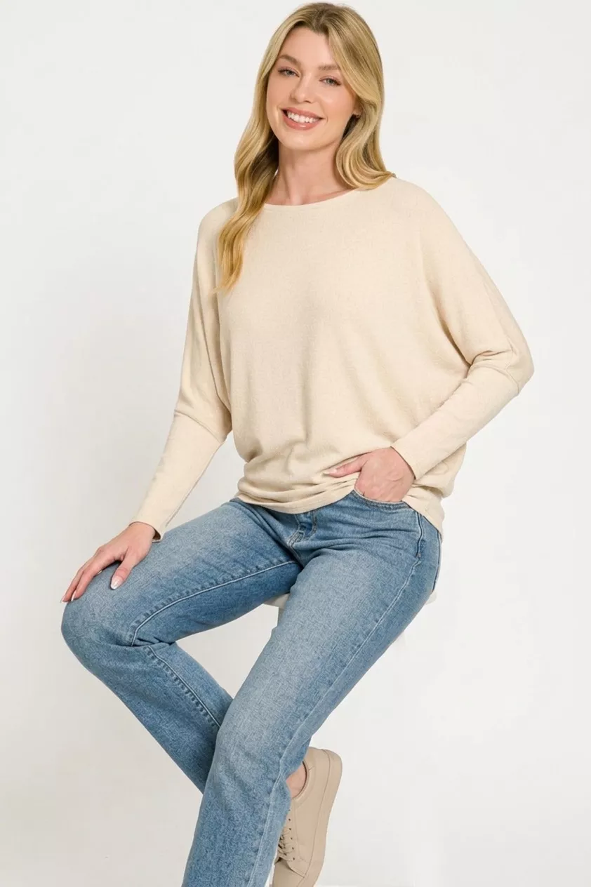 Hacci Dolman Sleeve Boat Neck Top, image 2