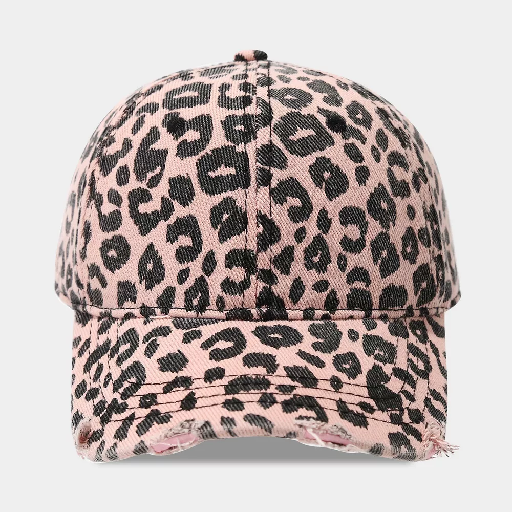 Distressed Leopard Print Cotton Baseball Cap, image 3