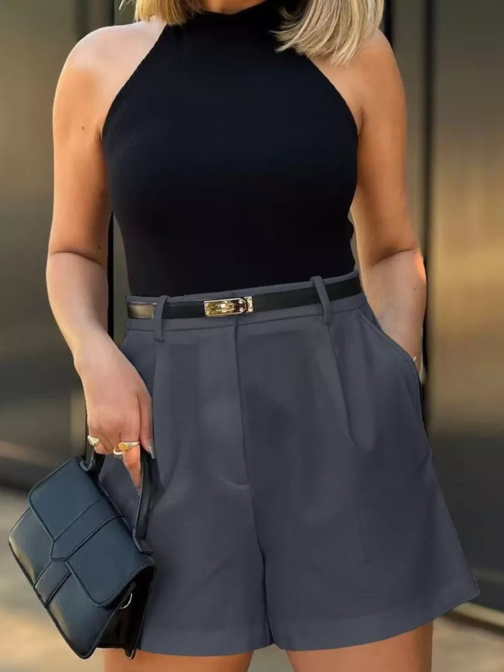 High-Waisted Pleated Shorts, image 6