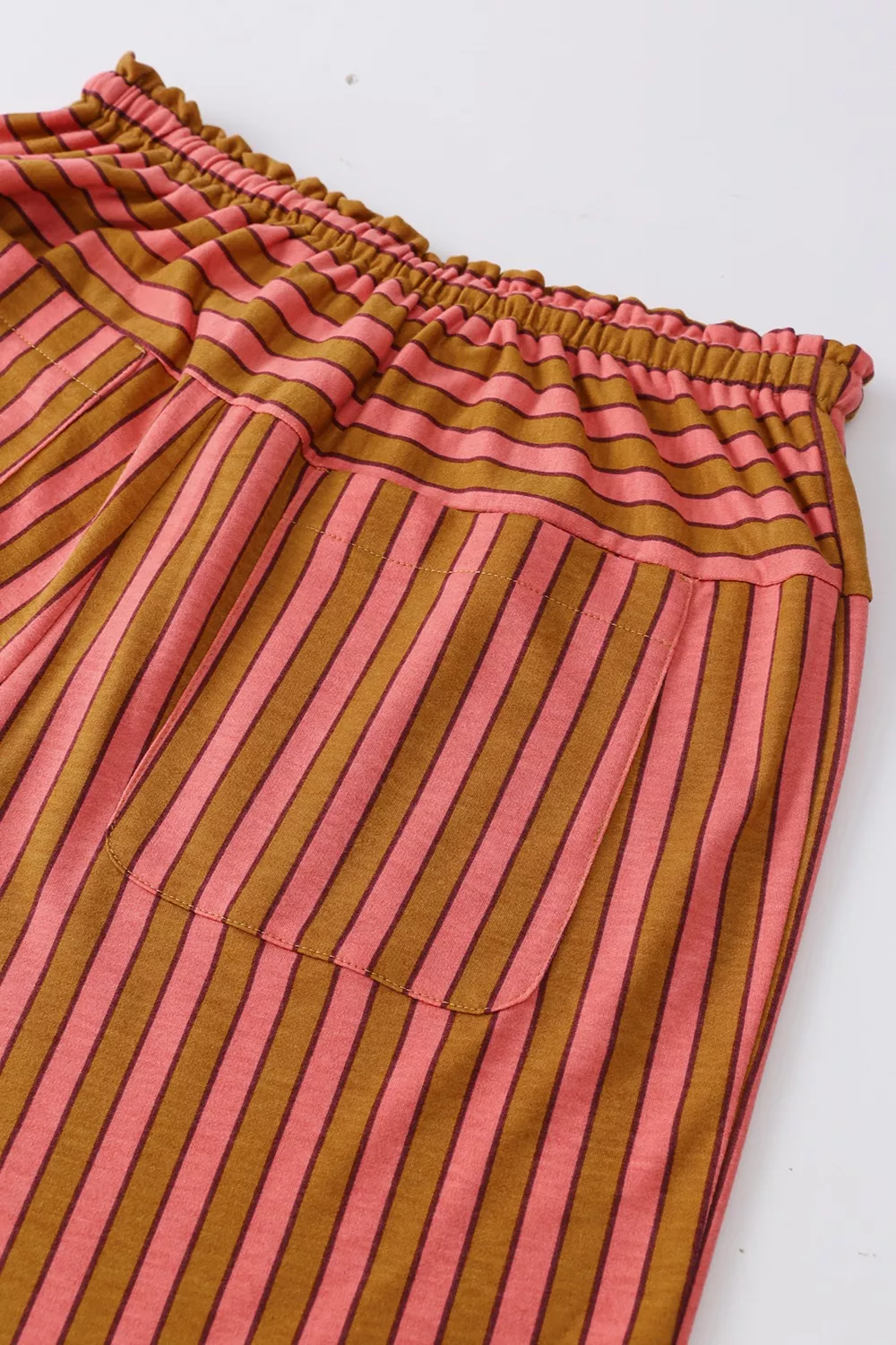Stripe Button Pocket Tie Waist Casual Wide Leg Pants, image 9