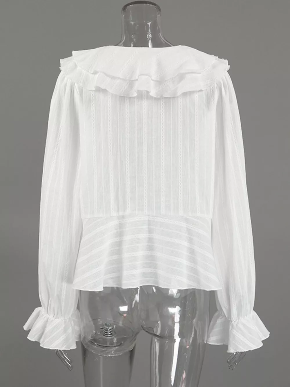 Ruffled Striped Flounce Sleeve Blouse, image 10