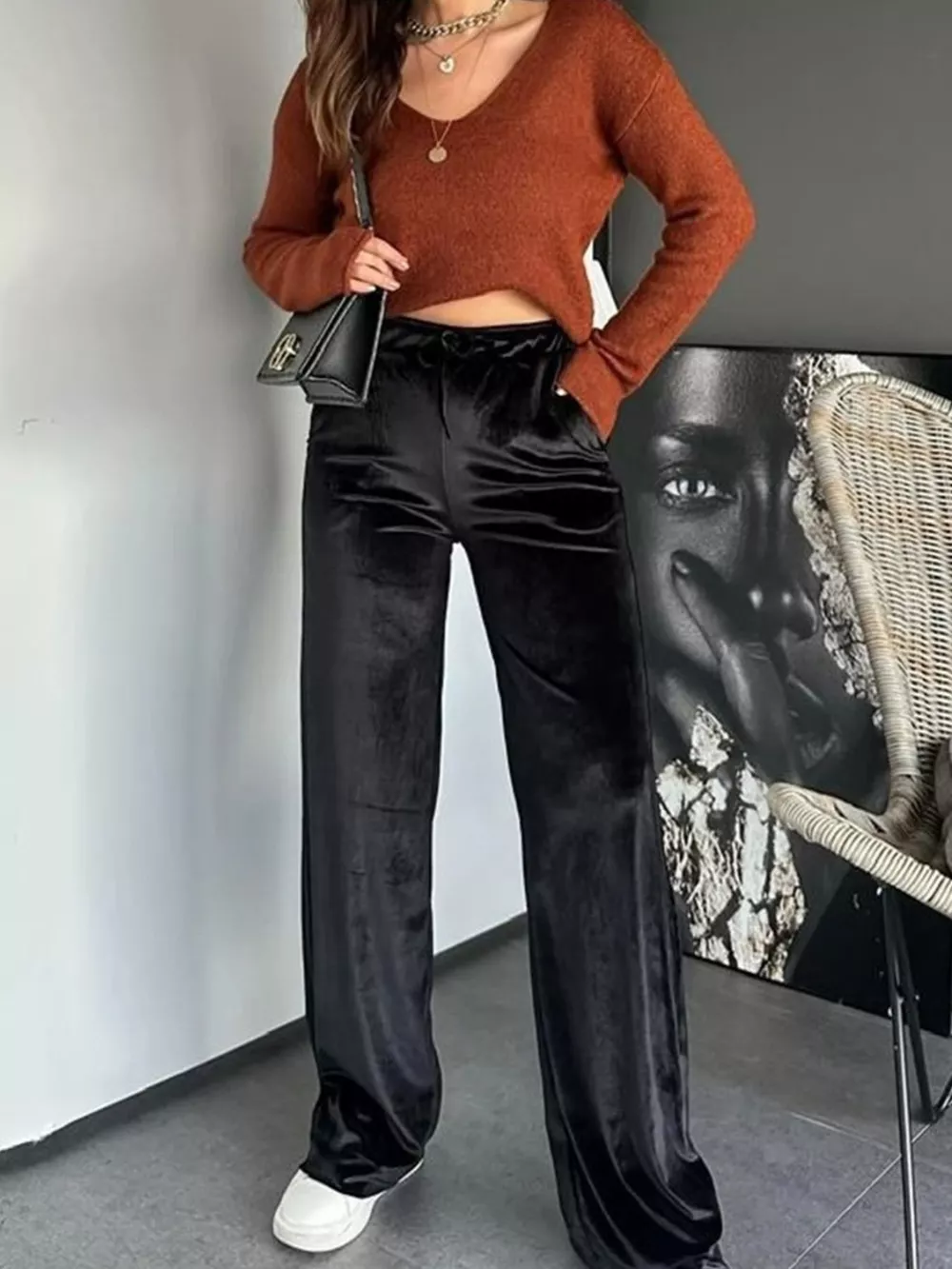Velvet Wide Leg Pants, image 2