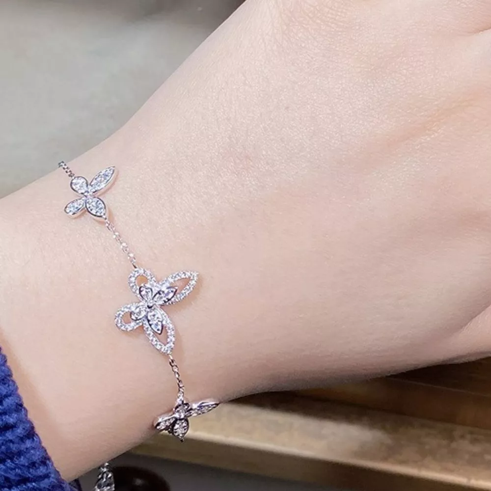 925 Sterling Silver Chain Butterfly Bracelet, image 2