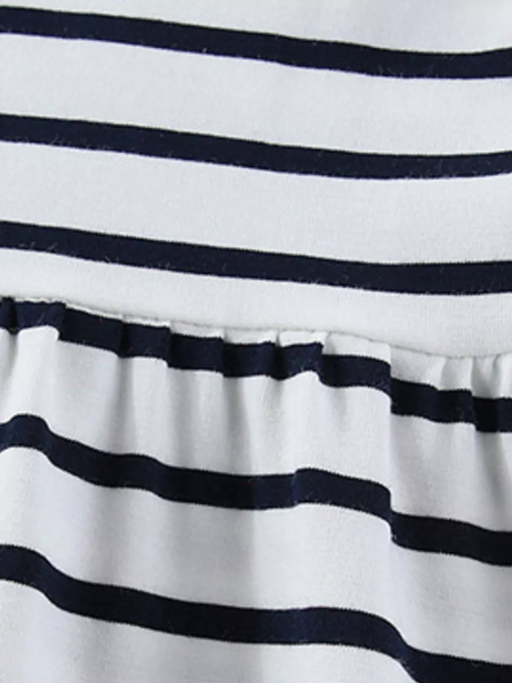 Children's Cute Appliques Striped Round Neck Dress, image 2