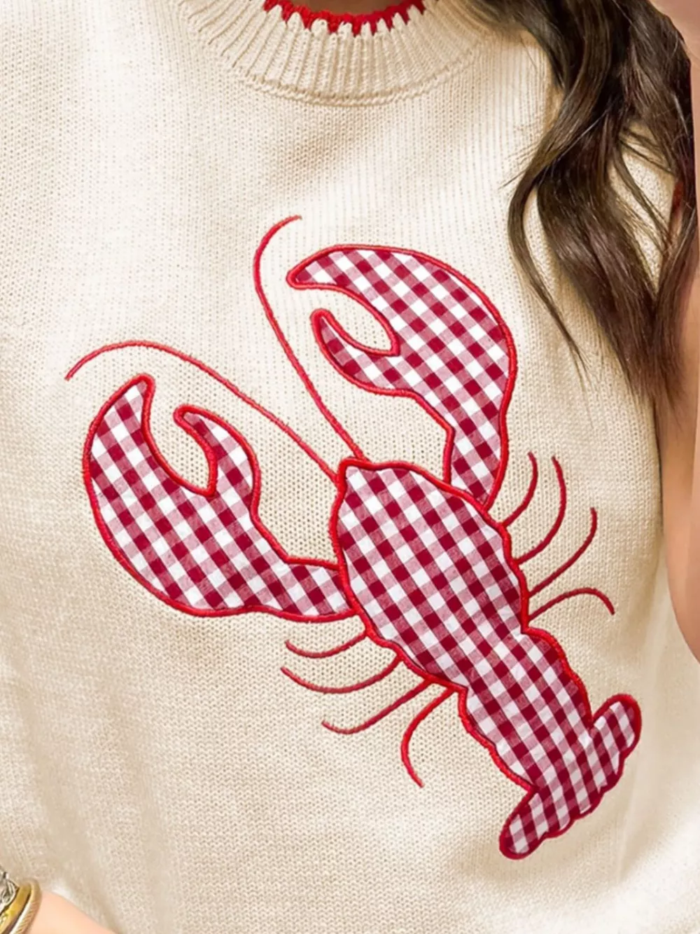Lobster Embroidered Knit Sweater Vest, image 3