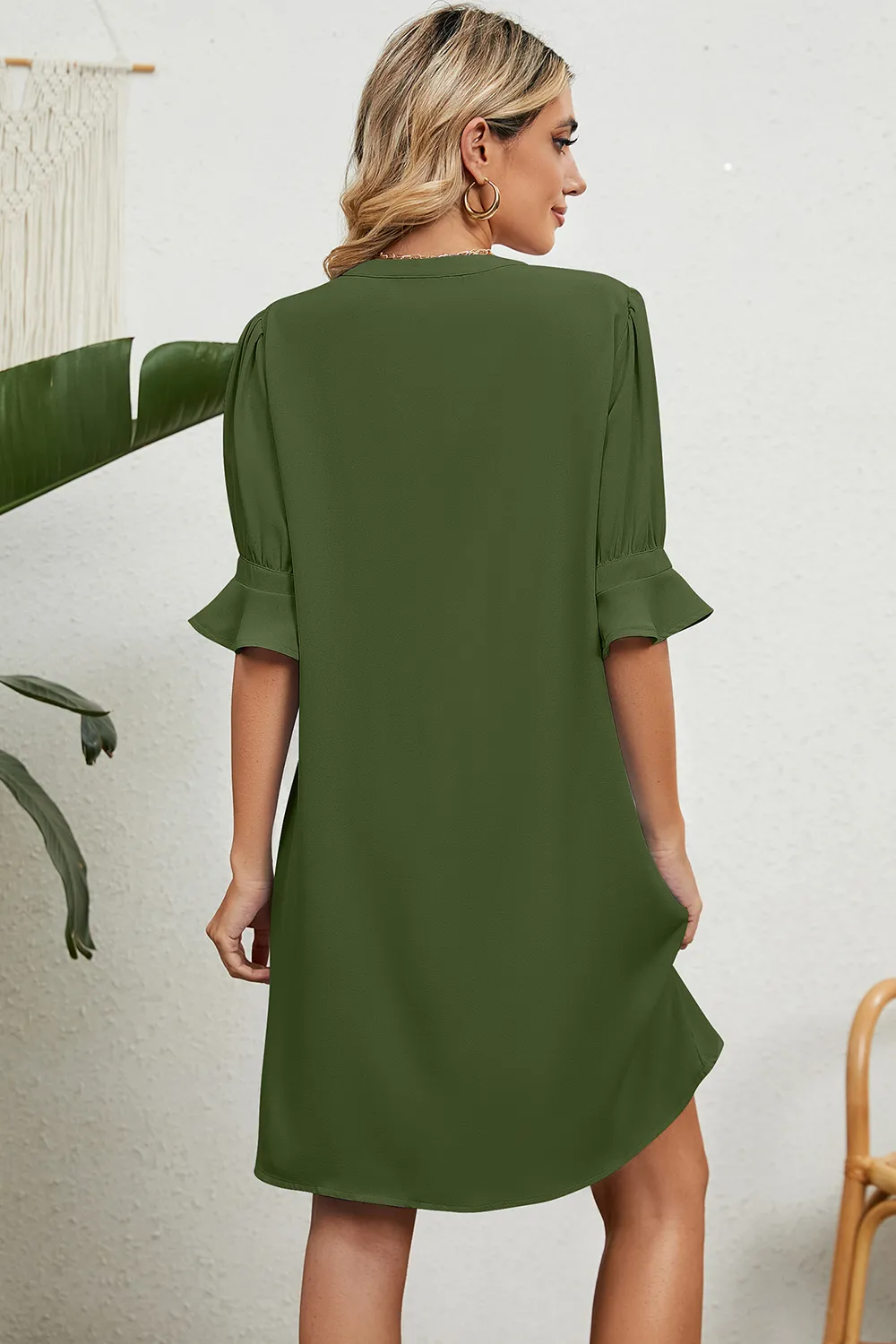 Notched Flounce Sleeve Mini Dress, image 13