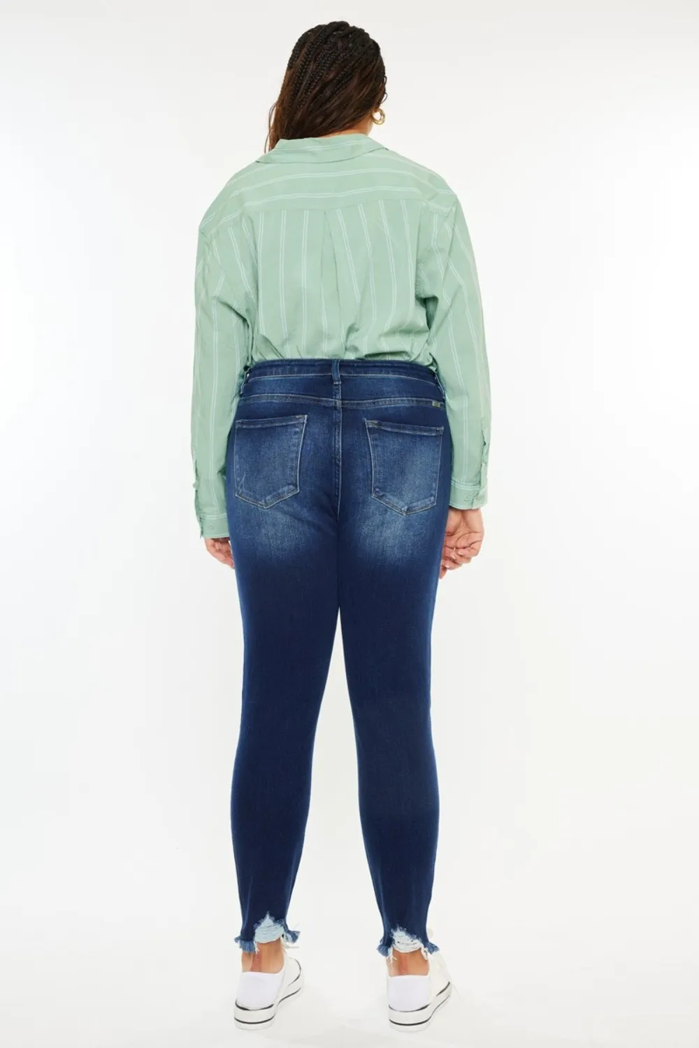 Full Size High Rise Frayed Ankle Skinny Jeans, image 11