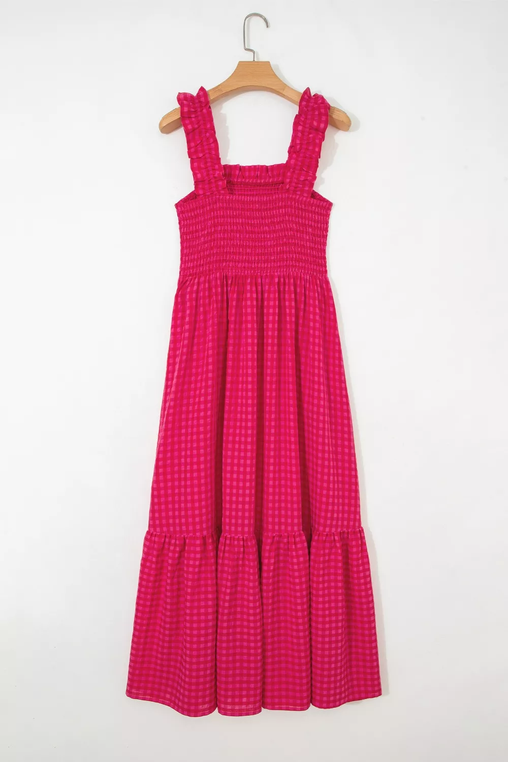 Plaid Square Neck Fit-and-flared Vacation Sundress, image 5