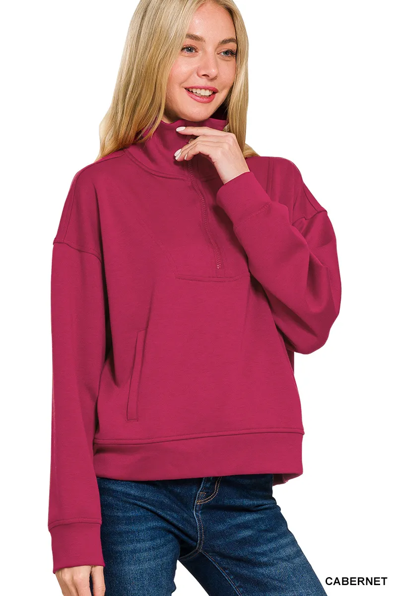 Scuba Half Zip Sweatshirt with Pockets, image 3