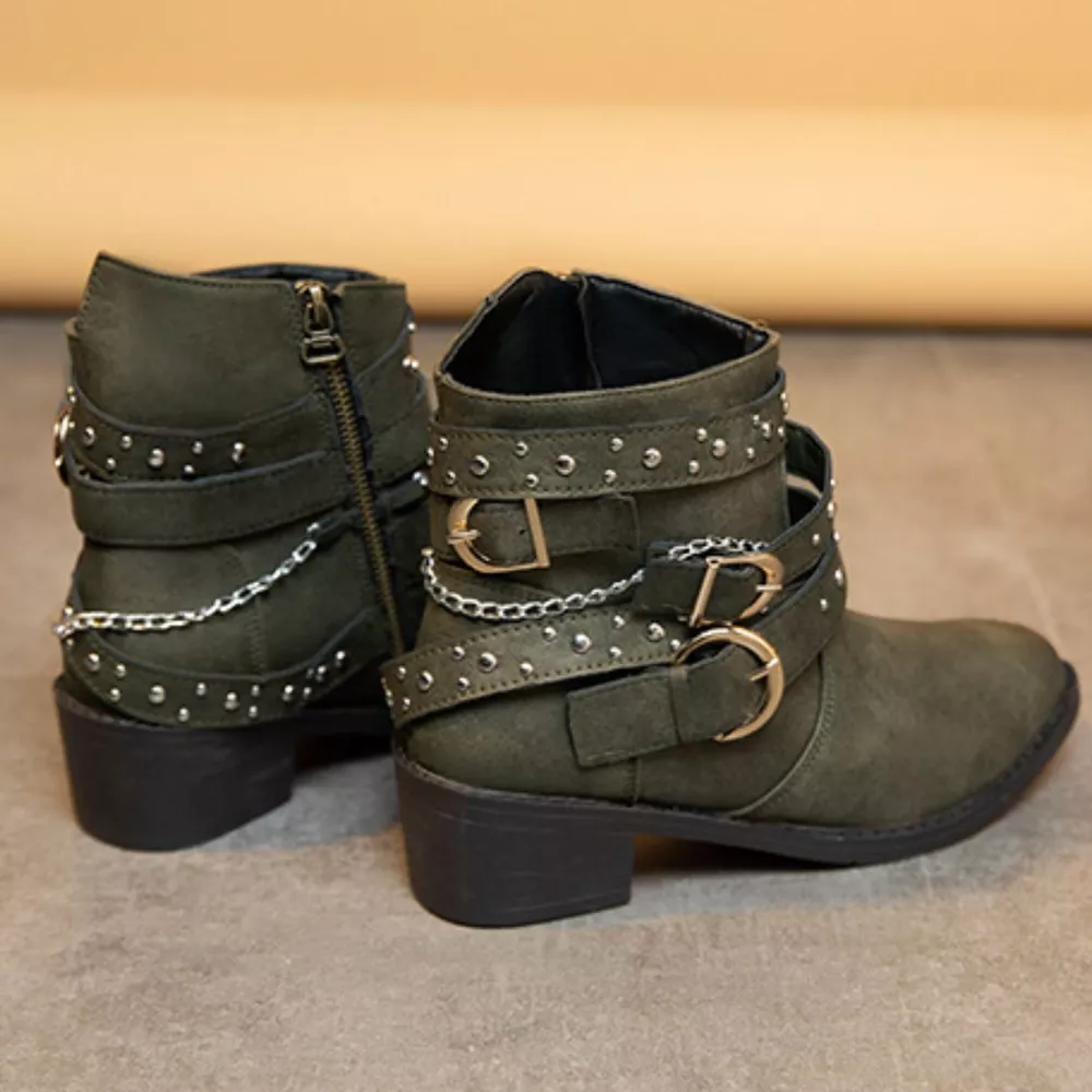 Studded Buckle Ankle Boots, image 9